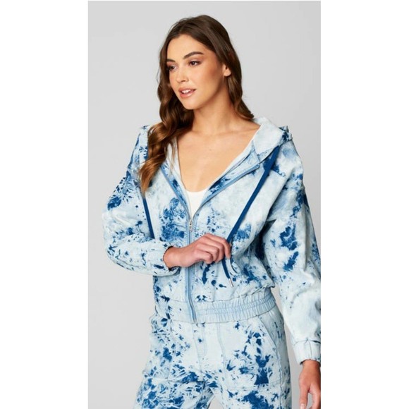New Blank NYC  FULL MOON blank NYC blue Tie dye hooded Jacket - Picture 1 of 10